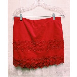 J.Crew Red Floral Decal Skirt